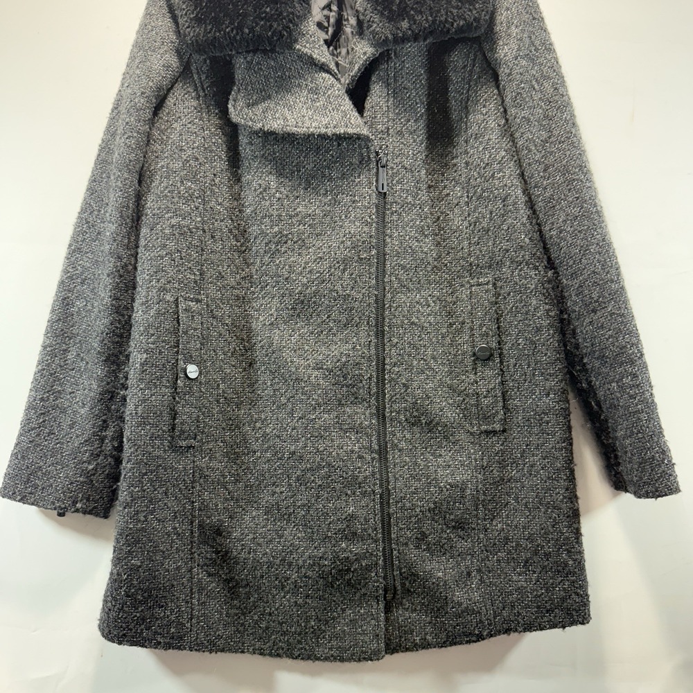 Kenneth Cole New York Women's S Wool Coat Gray Full Zip - Picture 7 of 13